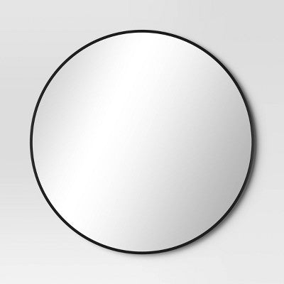 Okrągłe lustro metalowe 28\" w czarnym kolorze