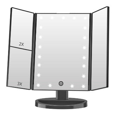 Trójskrzydłowe lusterko z LED i 3-stopniowym powiększeniem