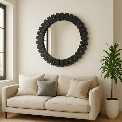 Nowoczesne lustro ścienne 35\" w czarnej ramie