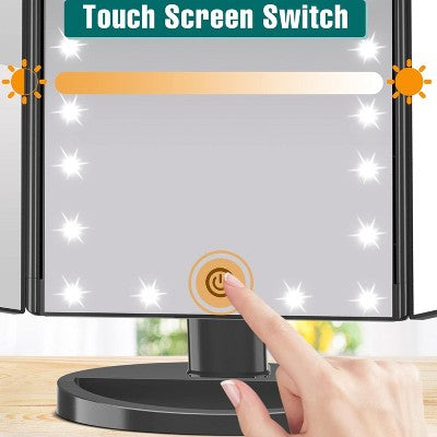 Trójskrzydłowe lusterko z LED i 3-stopniowym powiększeniem