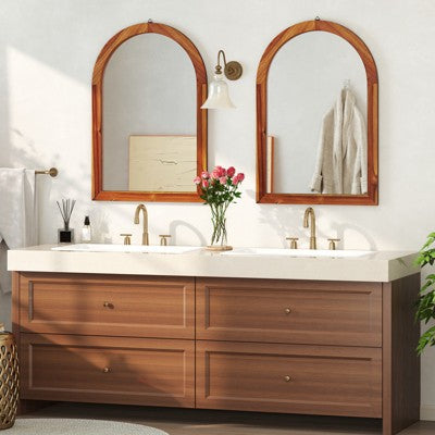 Lustro ścienne 24\" x 35\" z ramą z drewna akacjowego, rustykalne