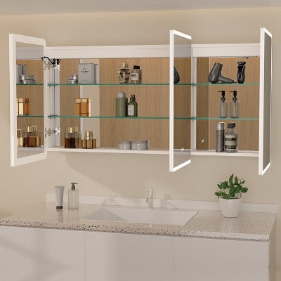 Szafka łazienkowa z lustrem 60\" x 32\" z podświetleniem i funkcją przeciwmgielną