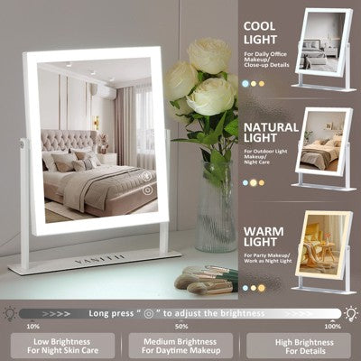 Podświetlane lusterko toaletkowe z funkcją Bluetooth, białe