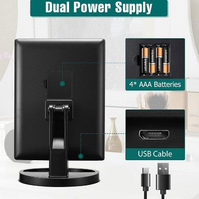 Trójskrzydłowe lusterko z LED i 3-stopniowym powiększeniem